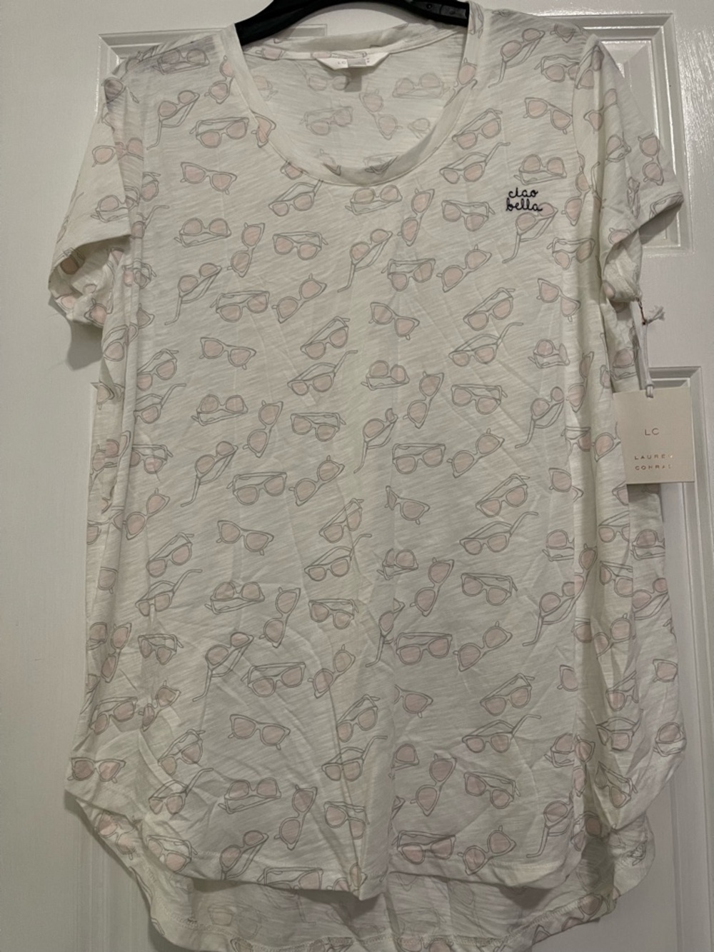 LC Lauren Conrad White Slub Crewneck Tee
